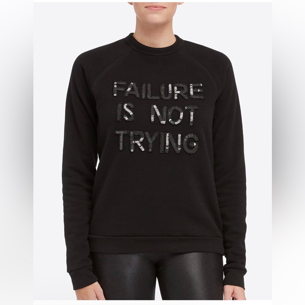 Bow & Drape Spanx Colab Black Sequin Pullover Sweatshirt Women’s Small Crewneck